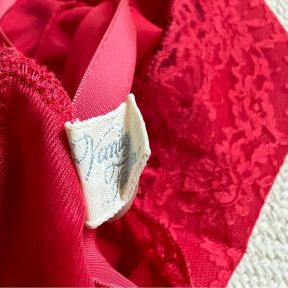 Vanity Fair Vintage Red Chemise Slip Lingerie with Lace Detail - Picture 10 of 10